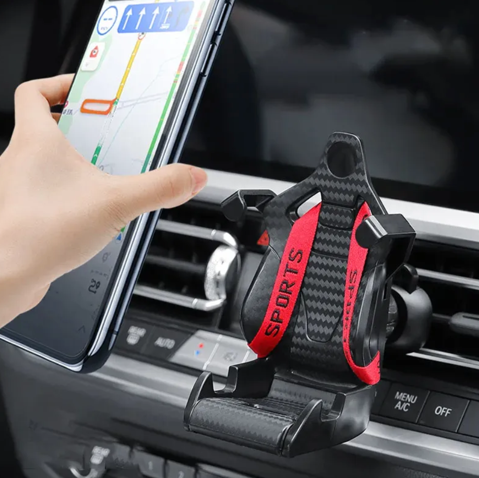 Racing Seat Car Phone Holder - 360° Rotatable Air Vent Clip - Solveiras